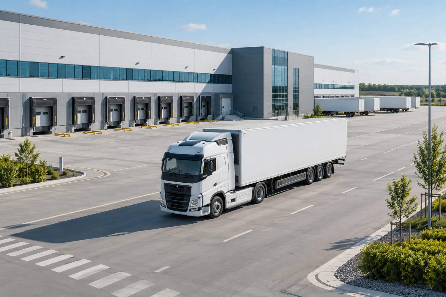 Illustrative truck at a logistics facility